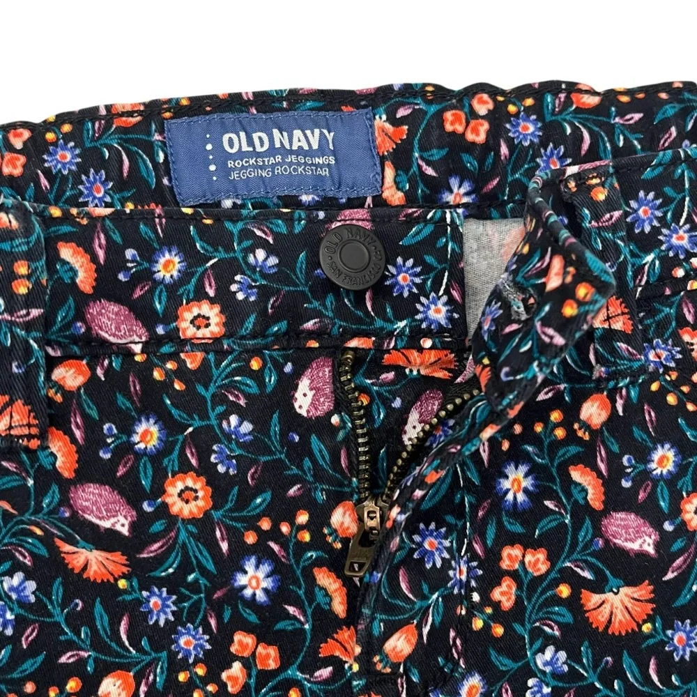 Old Navy Rockstar Jeggings Girls 12 Black Hedgehog Floral